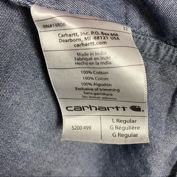 𝅺carhartt Cotton Button Down Short Sleeve Shirt - Picture 7 of 8